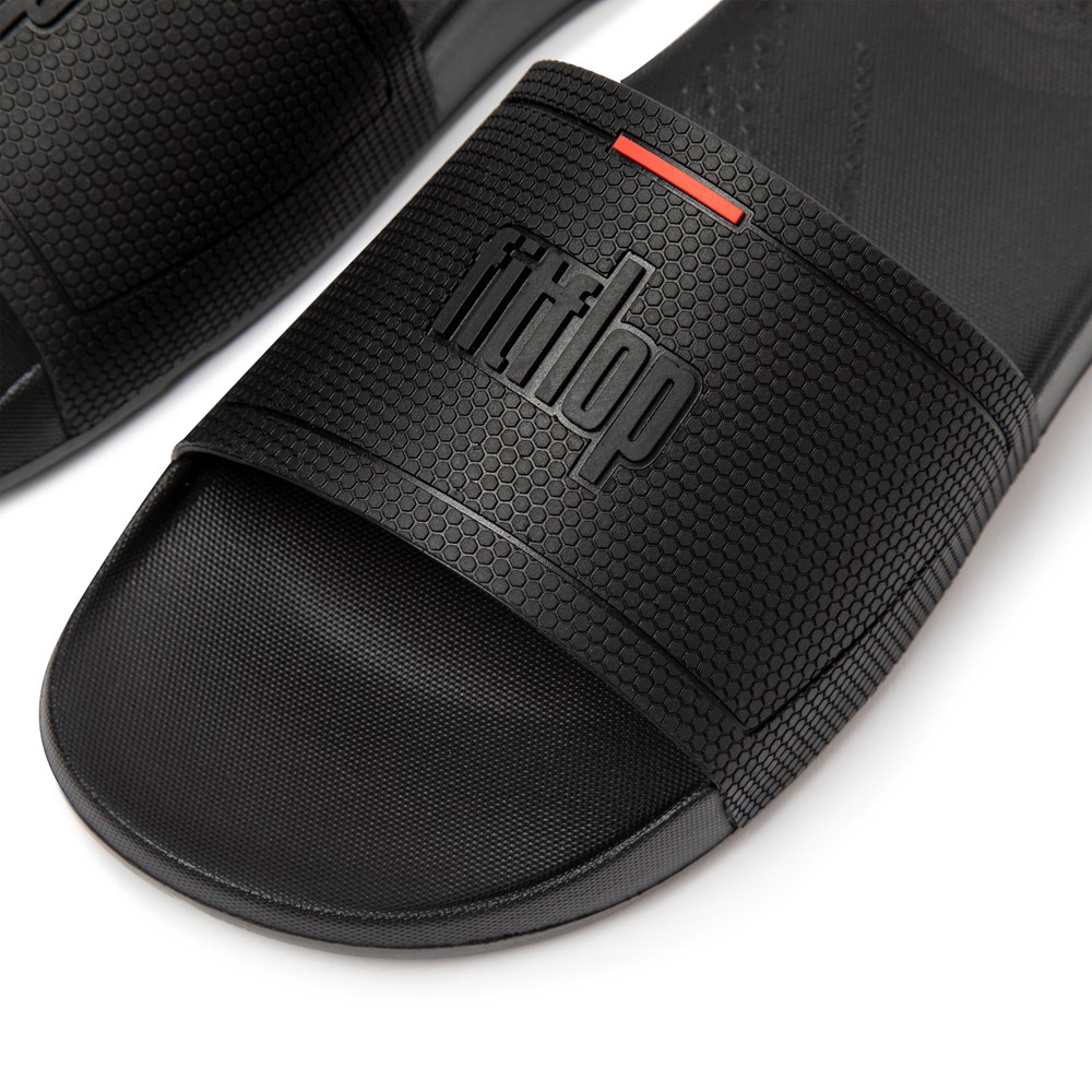 Fitflop Mens Slides - Iqushion House - Black - 836-KOZCBS